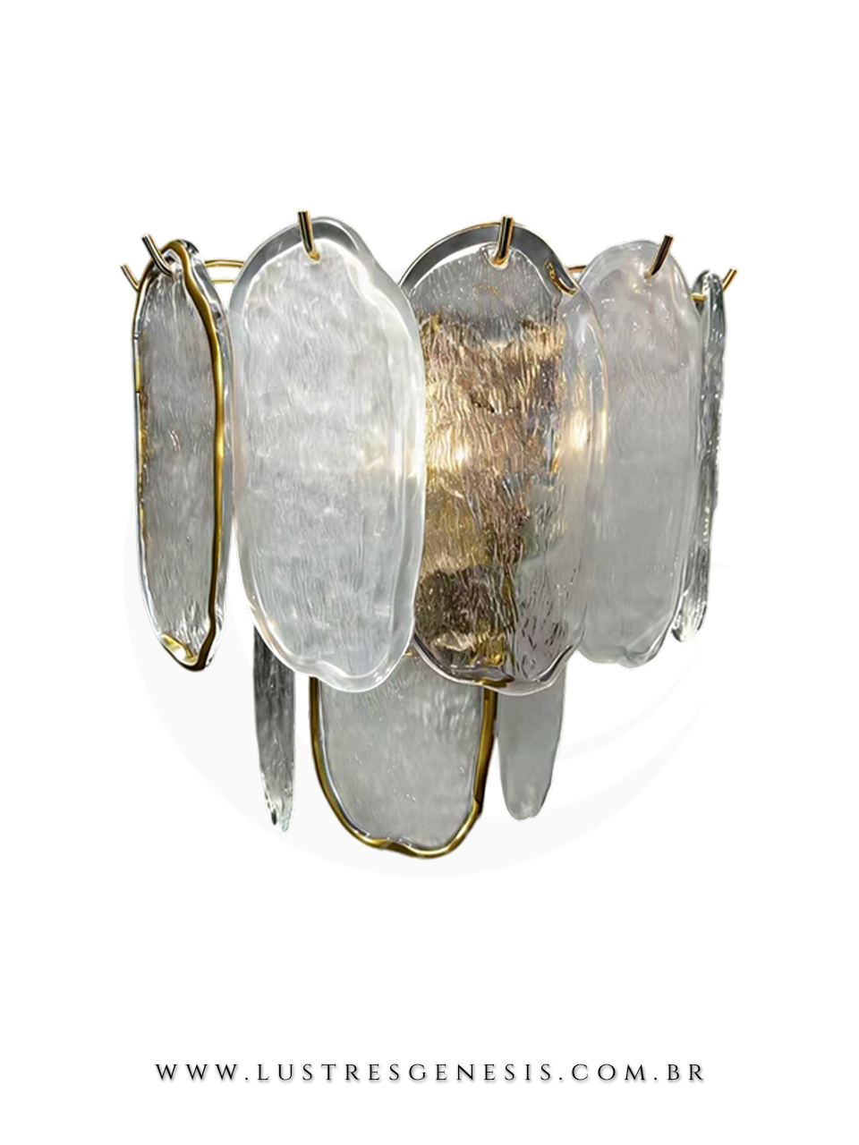 Arandela de parede Doray com cristais, acabamento dourado e prata, acesa, ideal para cabeceira de cama e corredor, tamanho 30cm.